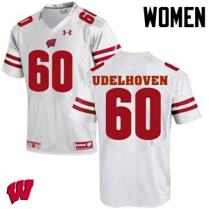 Women's Wisconsin Badgers NCAA #60 Connor Udelhoven White Authentic Under Armour Stitched College Football Jersey HM31T28TL